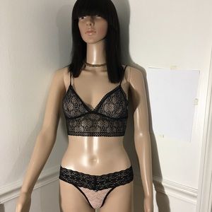 Black and Nude Lace Panty Thong